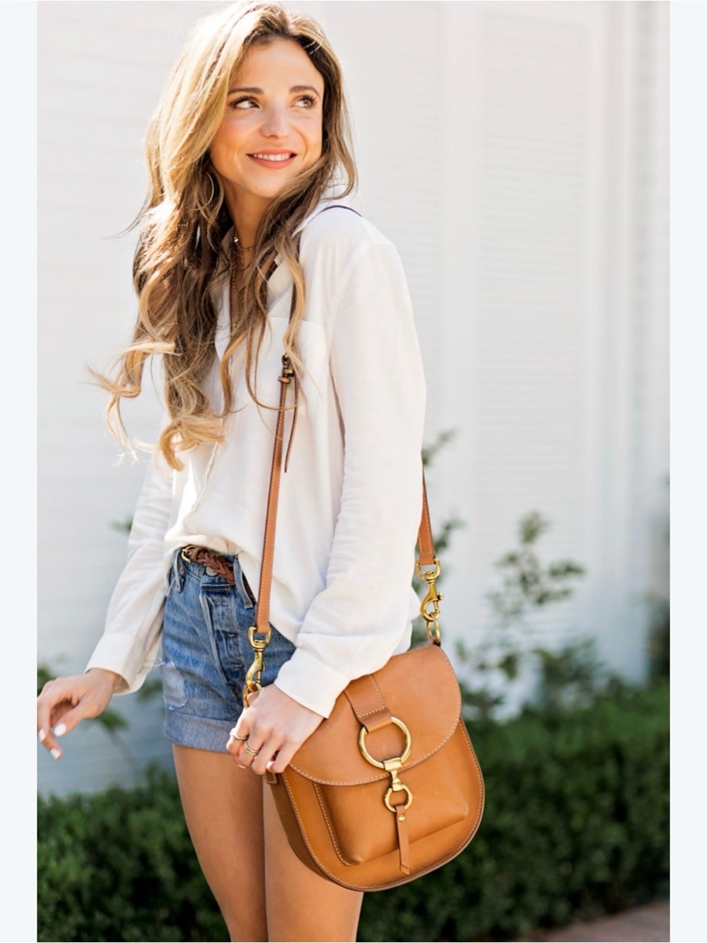 Frye Tan Leather Ring-Front Crossbody